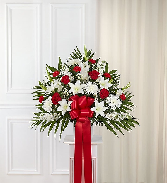 Heartfelt Sympathies&trade; Standing Basket- Red &amp; White